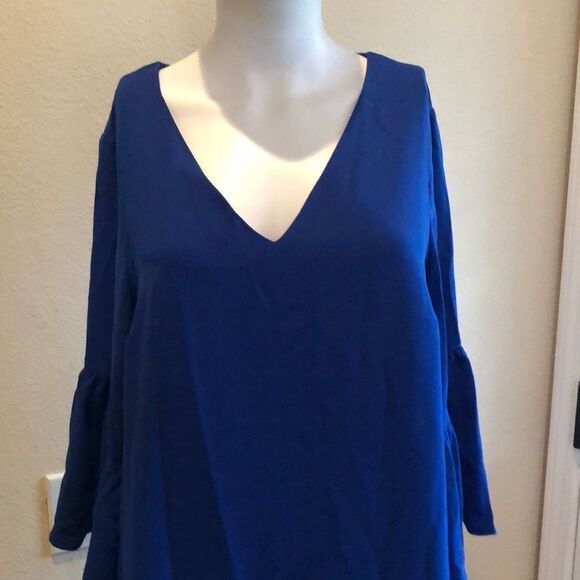 Bell Sleeve Shift Dress in Cobalt Sz - Picture 4 of 8
